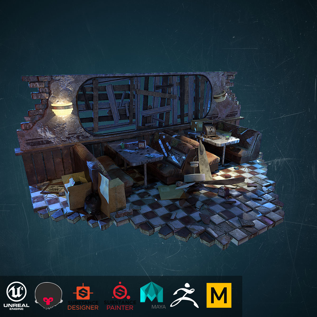 Abandoned Restaurant Diorama Part 01 by InkyPolygon
